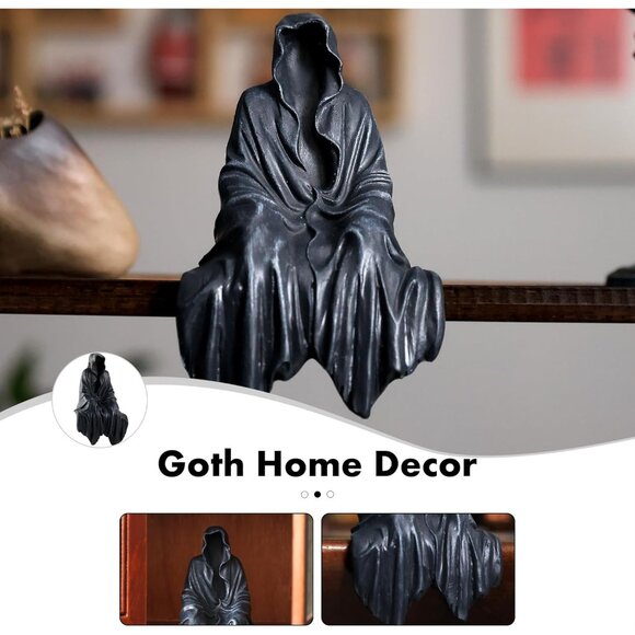 5.9 inch Tabletop Gothic Figurine Grim Reaper Statue for Garden or Bookshelf - Picture 5 of 9